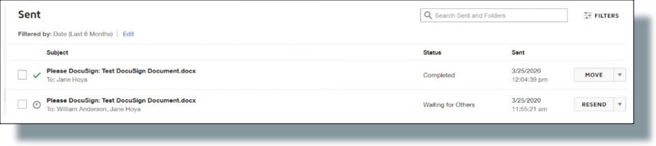 Recipient listing and document status