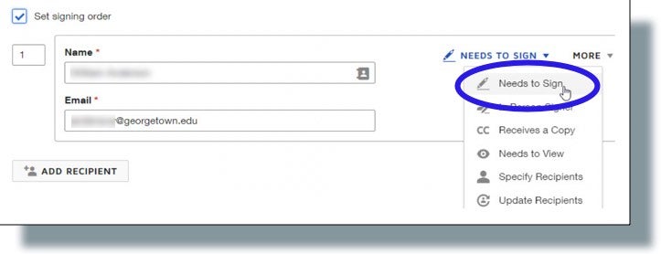 Adding recipient information